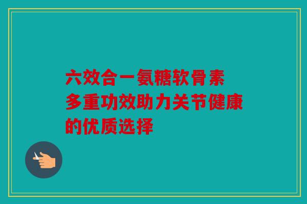 六效合一氨糖软骨素 多重功效助力关节健康的优质选择