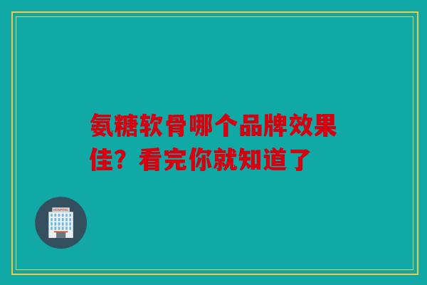 氨糖软骨哪个品牌效果佳？看完你就知道了