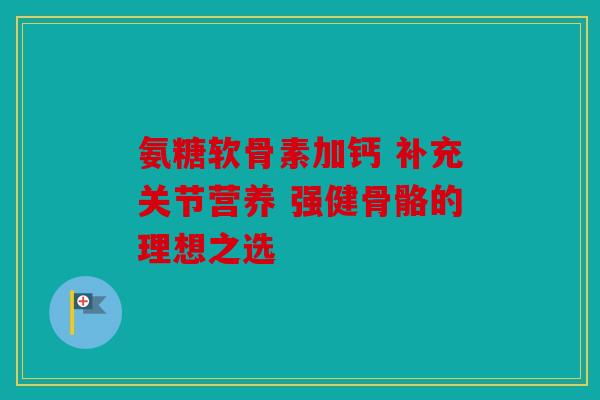 氨糖软骨素加钙 补充关节营养 强健骨骼的理想之选