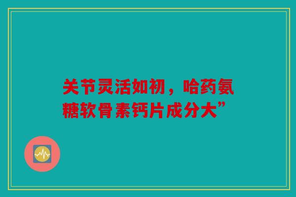 关节灵活如初，哈药氨糖软骨素钙片成分大”