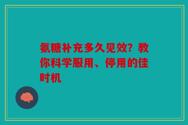氨糖补充多久见效？教你科学服用、停用的佳时机
