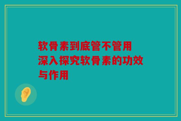 软骨素到底管不管用 深入探究软骨素的功效与作用