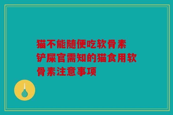 猫不能随便吃软骨素 铲屎官需知的猫食用软骨素注意事项