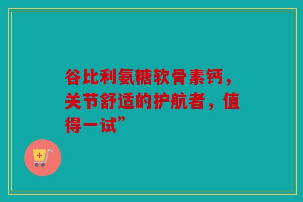 谷比利氨糖软骨素钙，关节舒适的护航者，值得一试”