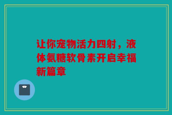 让你宠物活力四射，液体氨糖软骨素开启幸福新篇章