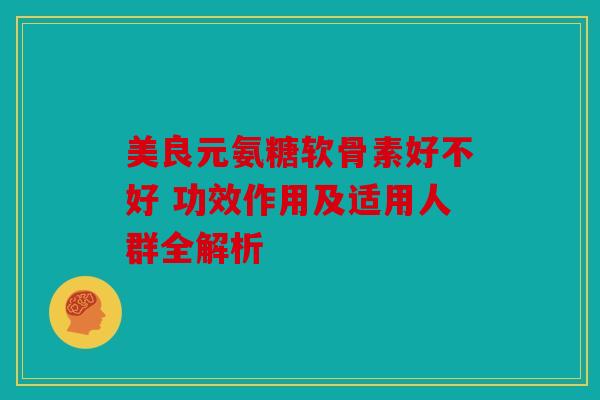 美良元氨糖软骨素好不好 功效作用及适用人群全解析