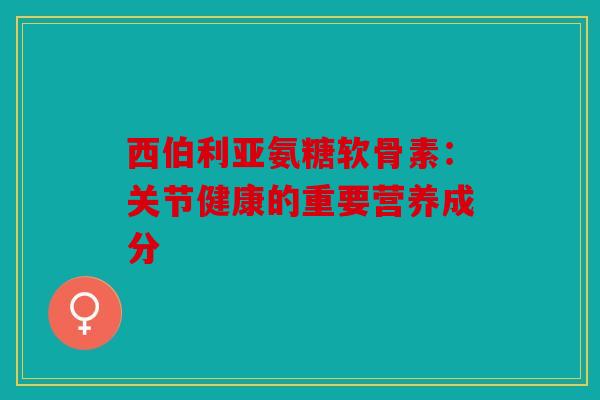 西伯利亚氨糖软骨素：关节健康的重要营养成分