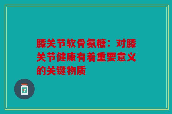 膝关节软骨氨糖：对膝关节健康有着重要意义的关键物质