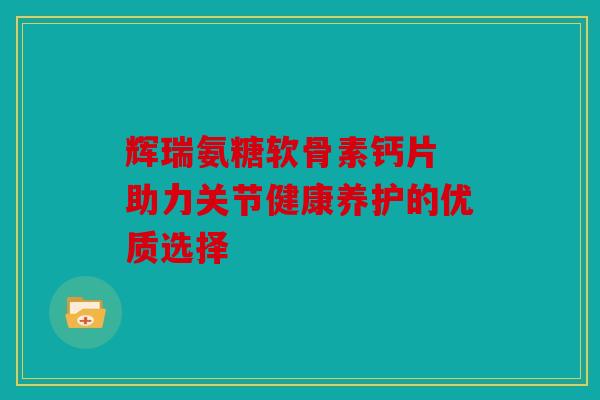 辉瑞氨糖软骨素钙片 助力关节健康养护的优质选择