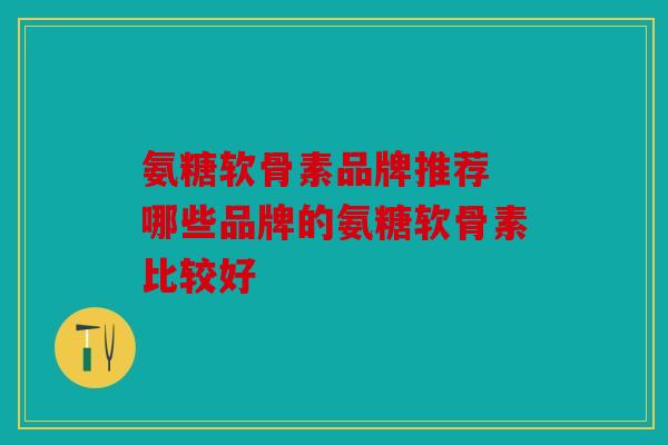 氨糖软骨素品牌推荐 哪些品牌的氨糖软骨素比较好