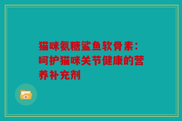 猫咪氨糖鲨鱼软骨素：呵护猫咪关节健康的营养补充剂