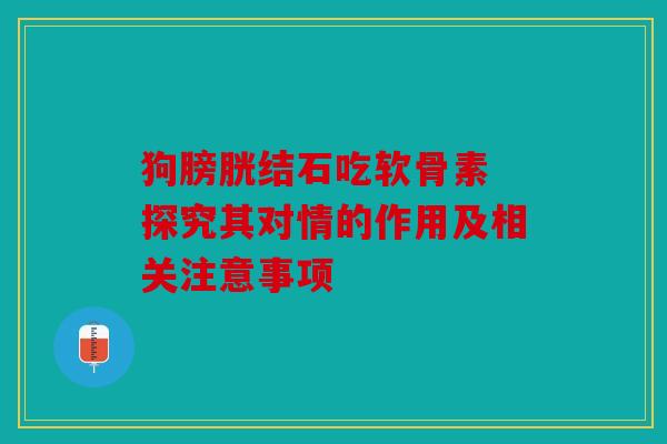 狗膀胱结石吃软骨素 探究其对情的作用及相关注意事项