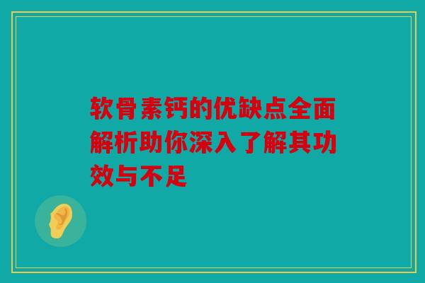 软骨素钙的优缺点全面解析助你深入了解其功效与不足