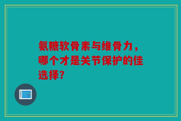 氨糖软骨素与维骨力，哪个才是关节保护的佳选择？