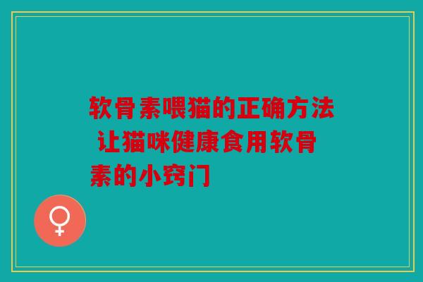 软骨素喂猫的正确方法 让猫咪健康食用软骨素的小窍门 软骨素喂猫的正确方法 让猫咪健康食用软骨素的小窍门