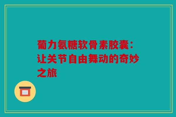 葡力氨糖软骨素胶囊：让关节自由舞动的奇妙之旅