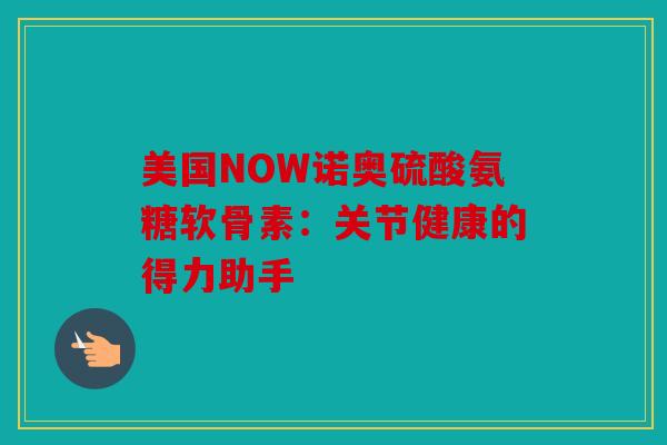 美国NOW诺奥硫酸氨糖软骨素：关节健康的得力助手
