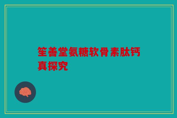 笙善堂氨糖软骨素肽钙真探究