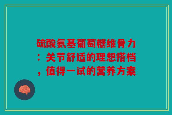 硫酸氨基葡萄糖维骨力：关节舒适的理想搭档，值得一试的营养方案